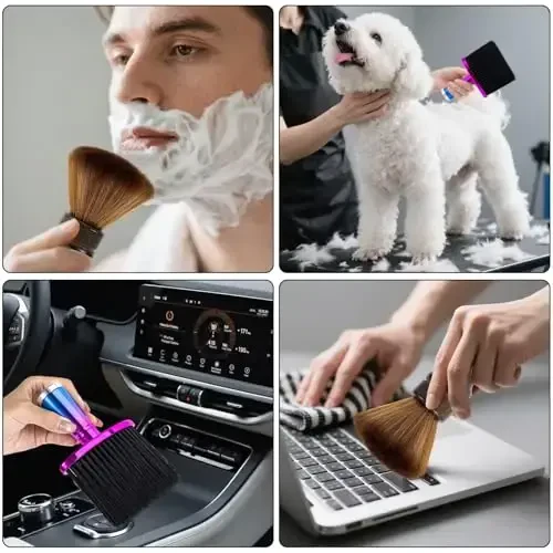 2 Pcs Large Barber Brush Neck Duster for Hair Cutting, Beomeen Soft Barber Hairbrush Professional Hair Sweep Brushes with Solid Natural Fiber Wooden Handle - 6