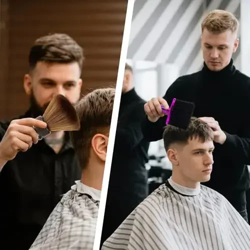 2 Pcs Large Barber Brush Neck Duster for Hair Cutting, Beomeen Soft Barber Hairbrush Professional Hair Sweep Brushes with Solid Natural Fiber Wooden Handle - 7