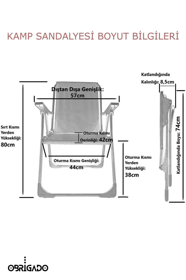 2 Adet (İKİLİ) Katlanır Kamp Sandalye Piknik Bahçe Plaj Kullanılır Dayanıklı Ve Ergonomiktir - 4