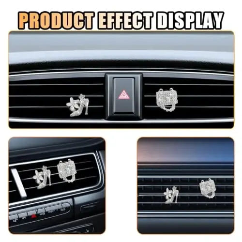 JOYCOURT 2PCS Crystal Diamond Car Air Vent Clips, Heels & Bag Bling Charms Crystal Air Outlet Clip, Bling Auto Interior Decorative Accessories for Women Girls - 4