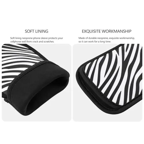 2 PCs Neoprene Cell Phone Sleeve Phone Pouch Compatible for Apple iPhone 16 Pro Max 16 Plus XS Max Galaxy S25 Ultra S25+ S24 FE A16 A35 A55 Pixel 9 Pro XL Moto G Play Power (Large, Zebra) - YICHEEY (1)