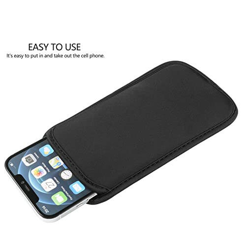 2 PCs Neoprene Cell Phone Sleeve Phone Pouch Compatible for Apple iPhone 16 Pro Max 16 Plus Galaxy S25 Ultra S25+ S24 FE A53 A32 A03s Pixel 9 Pro XL OnePlus 13 13R (Medium, Fits Naked) Black - 4