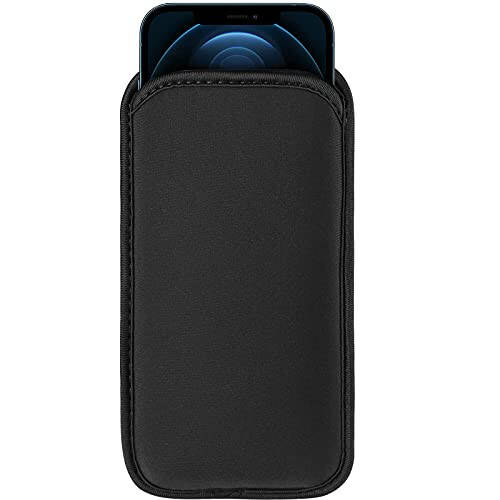 2 PCs Neoprene Cell Phone Sleeve Phone Pouch Compatible for Apple iPhone 16 Pro Max 16 Plus Galaxy S25 Ultra S25+ S24 FE A53 A32 A03s Pixel 9 Pro XL OnePlus 13 13R (Medium, Fits Naked) Black - 6
