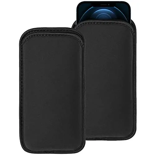 2 PCs Neoprene Cell Phone Sleeve Phone Pouch Compatible for Apple iPhone 16 Pro Max 16 Plus Galaxy S25 Ultra S25+ S24 FE A53 A32 A03s Pixel 9 Pro XL OnePlus 13 13R (Medium, Fits Naked) Black - YICHEEY (1)