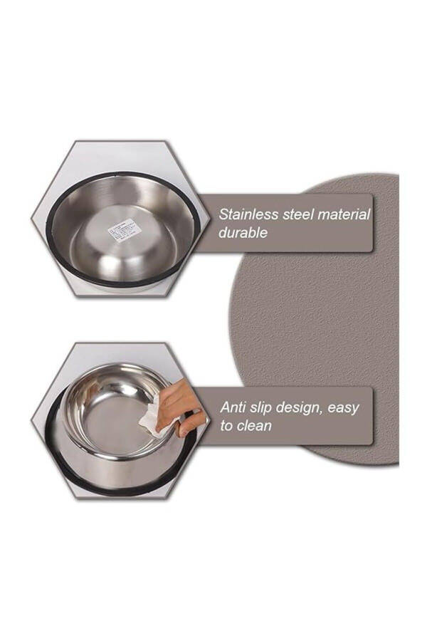 2 Adet Paslanmaz Çelik Mama Ve Su Kabı, Alt Taban 16 Cm Kedi Mama Kabı Köpek Mama Kabı (250 ML-8 OZ) - ekru - 14