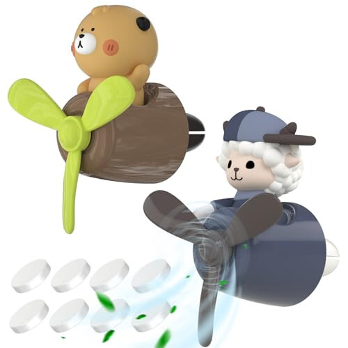 2Pcs Pilot Car Air Fresheners, Cute Duck Car Vent Clip Air Freshener with 8 Fragrant Tablets Automotive Air Outlet Fan Diffuser, Automotive Interiors Vent Decoration (Sheep+Bear) 