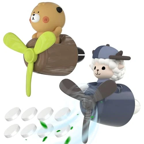 2Pcs Pilot Car Air Fresheners, Cute Duck Car Vent Clip Air Freshener with 8 Fragrant Tablets Automotive Air Outlet Fan Diffuser, Automotive Interiors Vent Decoration (Sheep+Bear) - DUHKHAS