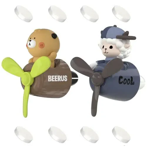 2Pcs Pilot Car Air Fresheners, Cute Duck Car Vent Clip Air Freshener with 8 Fragrant Tablets Automotive Air Outlet Fan Diffuser, Automotive Interiors Vent Decoration (Sheep+Bear) - 6