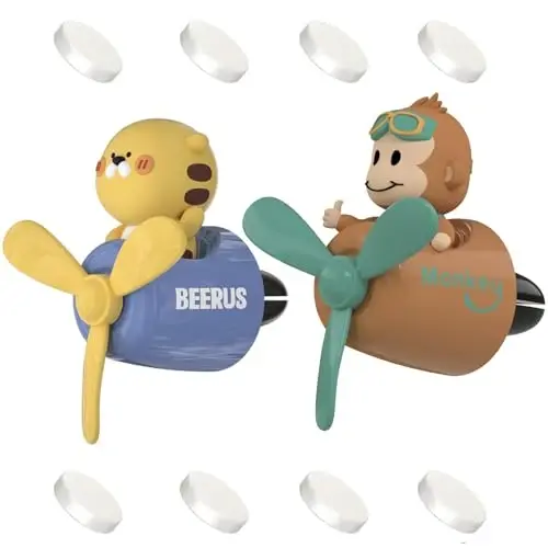 2 Pcs Pilot Car Air Fresheners, Cute Monkey Car Vent Clip Air Freshener with 8 Fragrant Tablets Automotive Air Outlet Fan Diffuser, Automotive Interiors Vent Decoration (Monkey+Tiger) - 1