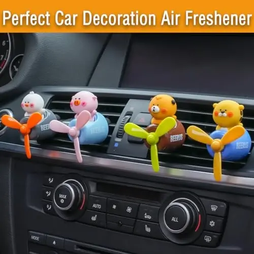 2 Pcs Pilot Car Air Fresheners, Cute Rabbit Car Vent Clip Air Freshener with 8 Fragrant Tablets Automotive Air Outlet Fan Diffuser, Automotive Interiors Vent Decoration (Rabbit+Pig) - 5