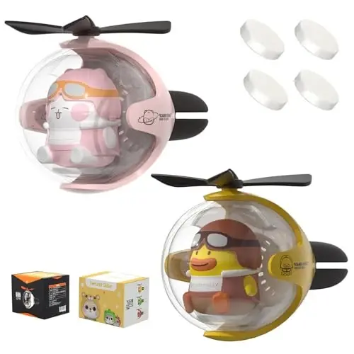 2 Pcs Pilot Car Air Freshener, Cute Duck Car Vent Clip Air Freshener Automotive Air Outlet Fan Diffuser, Automotive Interiors Vent Decoration (Cat+Duck - s) - 1