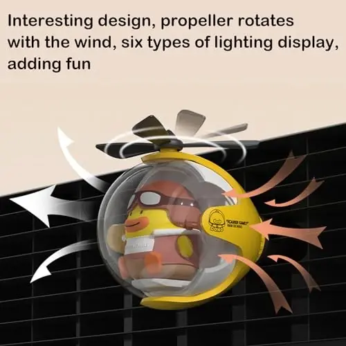 2 Pcs Pilot Car Air Freshener, Cute Duck Car Vent Clip Air Freshener Automotive Air Outlet Fan Diffuser, Automotive Interiors Vent Decoration (Cat+Duck - s) - 4