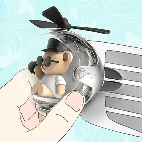2 Pcs Pilot Car Air Freshener, Cute Duck Car Vent Clip Air Freshener Automotive Air Outlet Fan Diffuser, Automotive Interiors Vent Decoration (Silver+Red) - 4