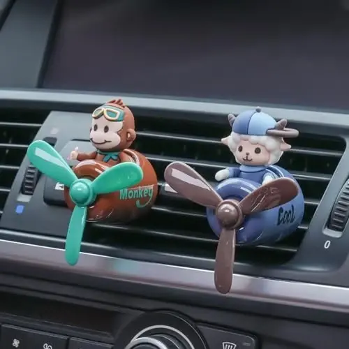 2 Pcs Pilot Car Air Fresheners, Cute Dog Car Vent Clip Air Freshener with 8 Fragrant Tablets Automotive Air Outlet Fan Diffuser, Automotive Interiors Vent Decoration (Dog+Sheep) - 4