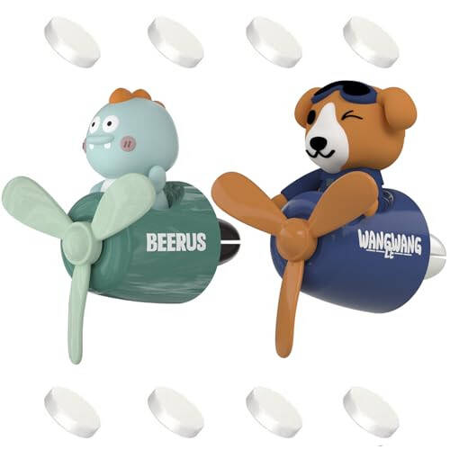 2 Pcs Pilot Car Air Fresheners, Cute Dog Car Vent Clip Air Freshener with 8 Fragrant Tablets Automotive Air Outlet Fan Diffuser, Automotive Interiors Vent Decoration (Dog+Dino) - 6