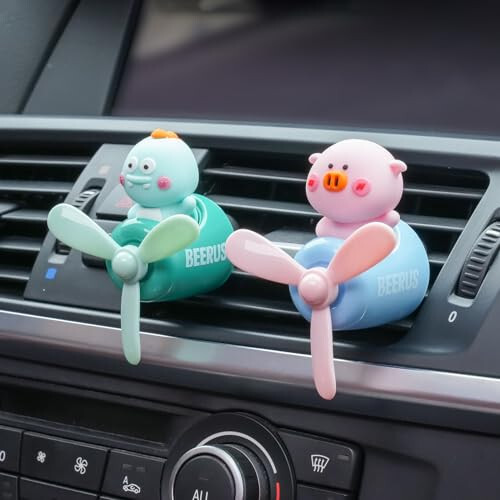 2 Pcs Pilot Car Air Fresheners, Cute Dog Car Vent Clip Air Freshener with 8 Fragrant Tablets Automotive Air Outlet Fan Diffuser, Automotive Interiors Vent Decoration (Dog+Dino) - 3
