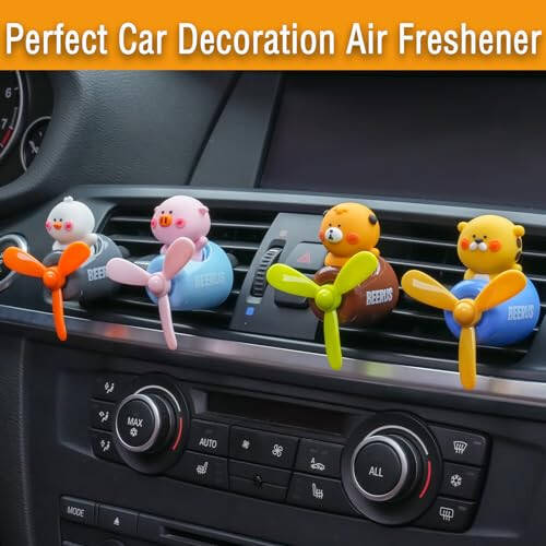 2 Pcs Pilot Car Air Fresheners, Cute Dog Car Vent Clip Air Freshener with 8 Fragrant Tablets Automotive Air Outlet Fan Diffuser, Automotive Interiors Vent Decoration (Dog+Dino) - 5