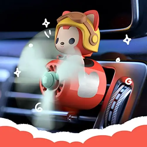 Pilot Car Air Freshener, Cute Bear Car Vent Clip Air Freshener Automotive Air Outlet Fan Diffuser, Automotive Interiors Vent Decoration (Shake Head Style - Red-s) - 4