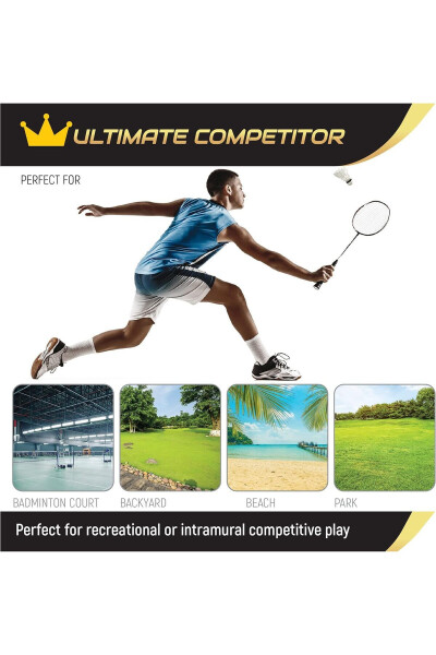 2 Adet Profesyonel Badminton Raketi Deluxe Badminton Çantası Seti + 3 Adet Badminton Topu-Karışık - 4