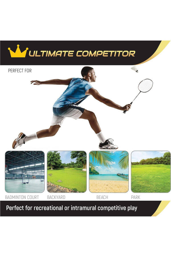 2 Adet Profesyonel Badminton Raketi Deluxe Badminton Çantası Seti + 3 Adet Badminton Topu-Karışık - 4