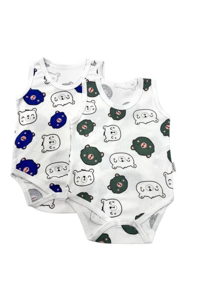 2 baby boy snap bodysuits / Sleeveless snap baby bodysuit / Sleeveless cotton baby bodysuit - Modazone
