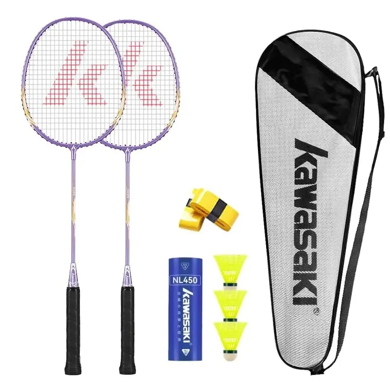 Kawasaki Badminton Set with 2 Badminton Rackets, 3 Shuttlecocks, and Carrying Bag - 1