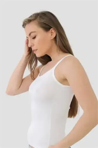 2 белых бамбуковых женских топа с проймой для пальца - 4