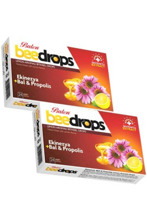 2 Boxes Echinacea Honey & Propolis Lemon Flavored Herbal Beedrops 24 Pieces X 2 Lozenges Bee Drops - 1