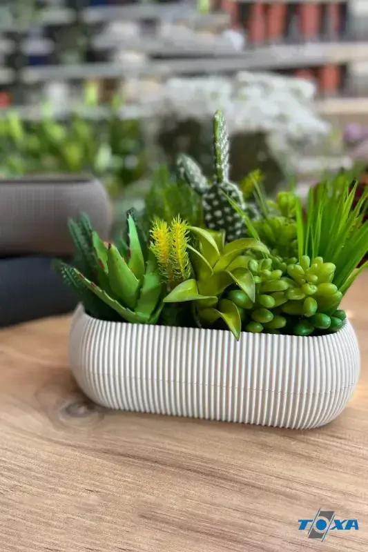 2 Boy Mercan Удлиненный Коричневый Набор Горшков Karasu Plastik Succulent Балконный Набор Горшков-Кофе - 5