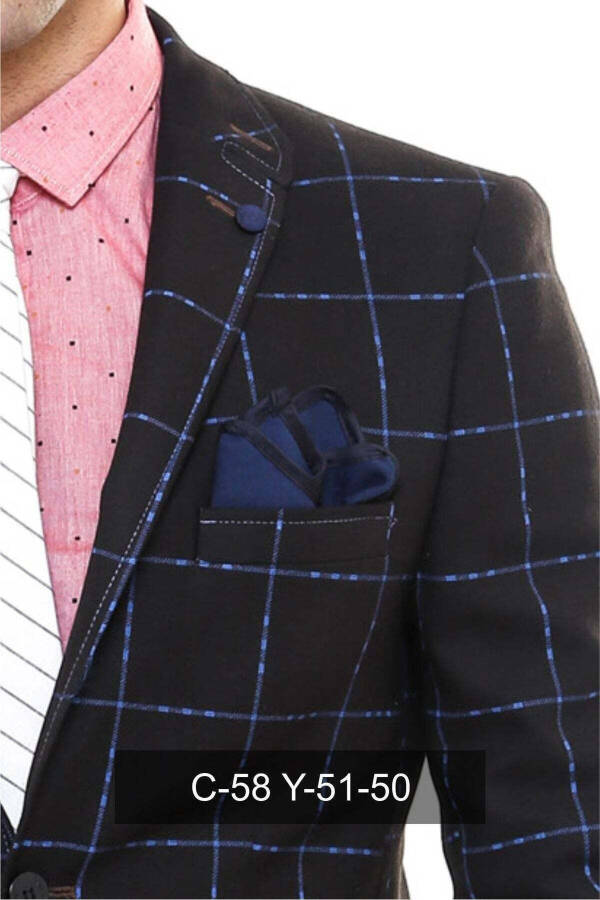 2 Button Plaid Wool Brown Jacket - Wessi - 2