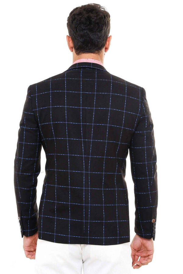 2 Button Plaid Wool Brown Jacket - Wessi - 4