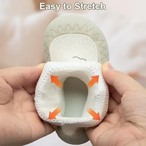 2 Pair Caroon Non-slip Baby Shoes, Slippers for Boys & Girls - Soft Rubber Grippers, Khaki, White, Pink, Blue - Infant First Walking Shoes, 6-12, 12-18, 18-24 Months - 3