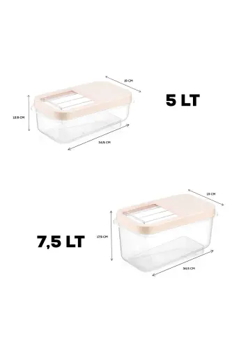 2-Compartment Sliding Lid Laundry Detergent Storage Container - Tablet Detergent Storage Box 5lt-7.5lt Cream-2-PIECE SET - MELENI HOME (1)