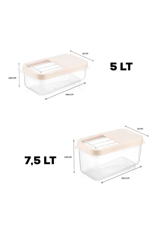 2-Compartment Sliding Lid Laundry Detergent Storage Container - Tablet Detergent Storage Box 5lt-7.5lt Cream-2-PIECE SET - 2