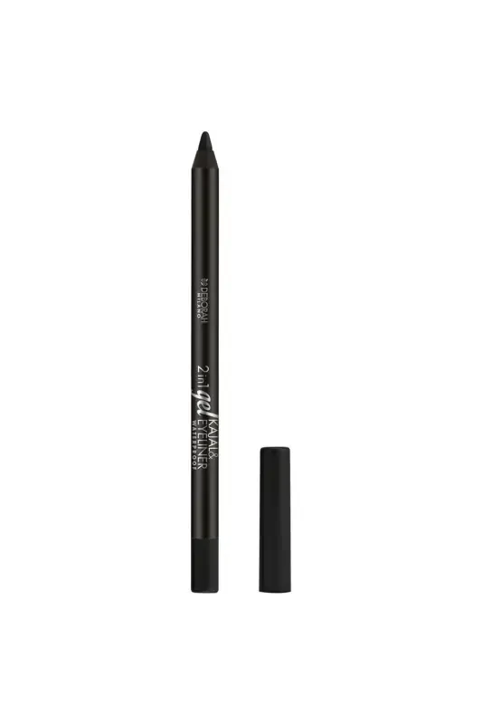 2-da-1 Jel Kajal va Eyeliner Qalamchasi Ko'z qalamchasi 01 Qora - DEBORAH