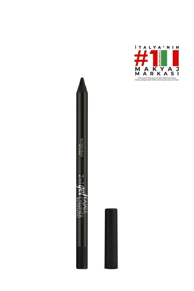 2-da-1 Jel Kajal va Eyeliner Qalamchasi Ko'z qalamchasi 01 Qora - 3