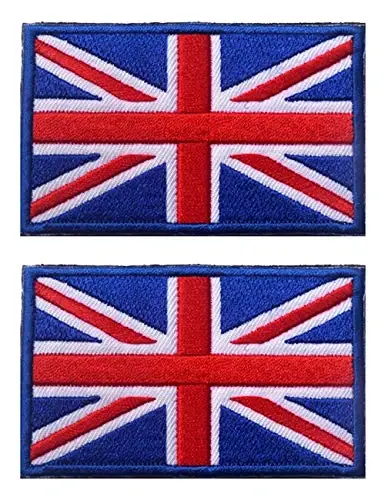 2 dona AliPlus Buyuk Britaniya bayrog'i taktik harbiy axloqiy yamog'i kashta tikilgan applikatsiya mahkamlagich ilgagi va halqasi - ALIPLUS