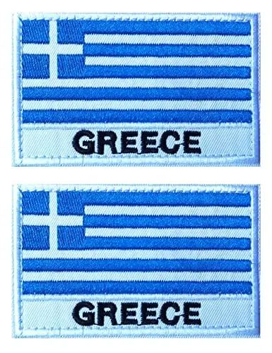 2 dona AliPlus Gretsiya bayrog'i naqshlari taktik harbiy axloqiy yamoq ilovasi mahkamlagich ilgagi va halqasi (Gretsiya) - 1