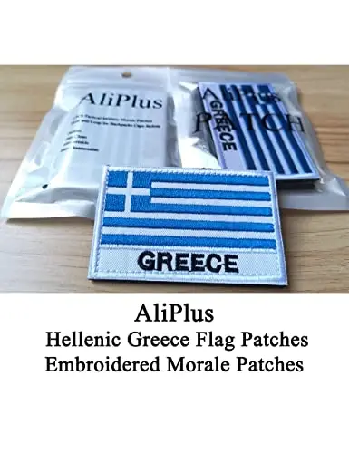 2 dona AliPlus Gretsiya bayrog'i naqshlari taktik harbiy axloqiy yamoq ilovasi mahkamlagich ilgagi va halqasi (Gretsiya) - 2