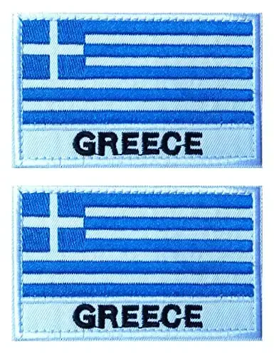 2 dona AliPlus Gretsiya bayrog'i naqshlari taktik harbiy axloqiy yamoq ilovasi mahkamlagich ilgagi va halqasi (Gretsiya) - ALIPLUS
