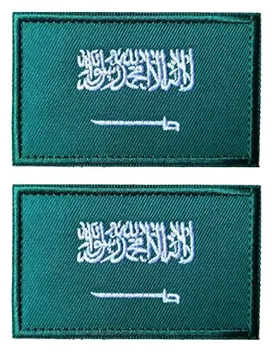 2 dona AliPlus Saudiya Arabistoni bayrog'i yamog'i kashtado'zlik taktik harbiy axloq yamog'i applique mahkamlagich ilgak va halqa - 1