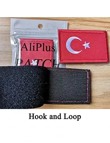 2 dona AliPlus Turkiya Turkiya bayroqlari kashtado'z taktik harbiy axloqiy yamoq aplikatsiya mahkamlagich ilgak va halqa - 5