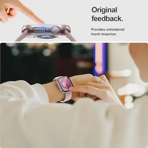 2 dona Apple Watch Series 11(2025) Series 10 42mm uchun закалённый oynali ekran himoyachisi bilan g'ilof, JZK Slim Guard Bumper To'liq qamrovli qattiq kompyuter himoya qopqog'i HD Ultra yupqa qopqoq iWatch 11/10 42mm uchun, oltingugurt+shaffof - 3