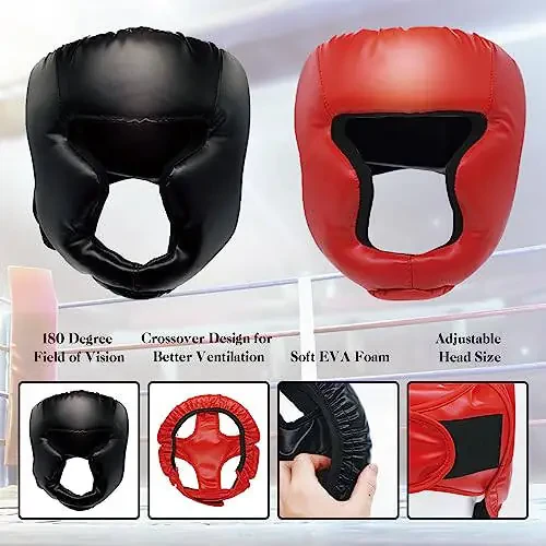 2 dona boks boshlig'i boks jihozlari Taekvondo sparring jihozlari MMA jihozlari Muay Tay boks xavfsizlik dubulg'asi Erkaklar va ayollar uchun boshlang'ich boks himoya jihozlari - 4