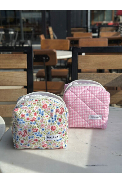 2 dona Crispy va Kvadrat naqshli Makyaj Sumkasi - Kichik o'lcham - 5