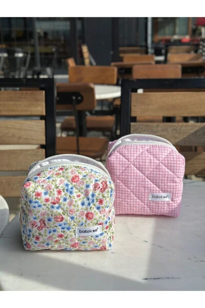 2 dona Crispy va Kvadrat naqshli Makyaj Sumkasi - Kichik o'lcham - 5