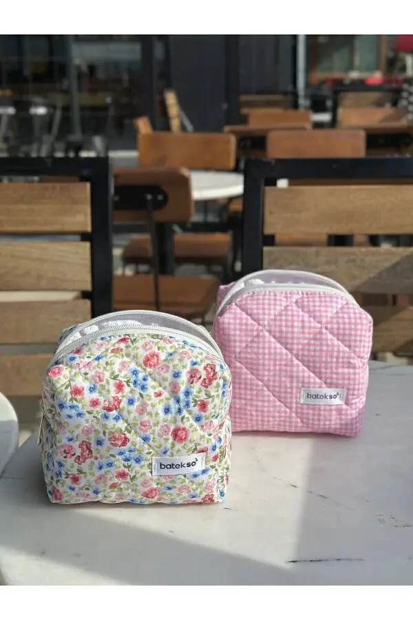 2 dona Crispy va Kvadrat naqshli Makyaj Sumkasi - Kichik o'lcham - 1