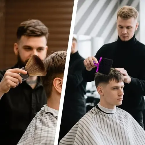 2 dona katta sartarosh cho'tkasi bo'yin tozalagich, soch kesish uchun, Beomeen yumshoq sartarosh soch cho'tkasi professional soch supurgi cho'tkalari qattiq tabiiy tolali yog'och dastasi bilan - 7