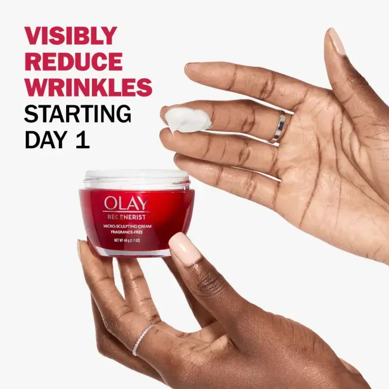 (2 dona) Olay Skin Care Face Moisturizer, Regenerist Micro-Sculpting Wrinkle Cream, Fragrance-Free, 1.7 oz - 3