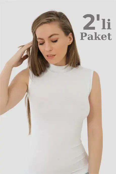 2 Dona Oq Bambuk Ayollar Balchiq Yoqasi Nolli Qo‘l Bodisi Bo‘yinli Qo‘lsiz Baydi - 1